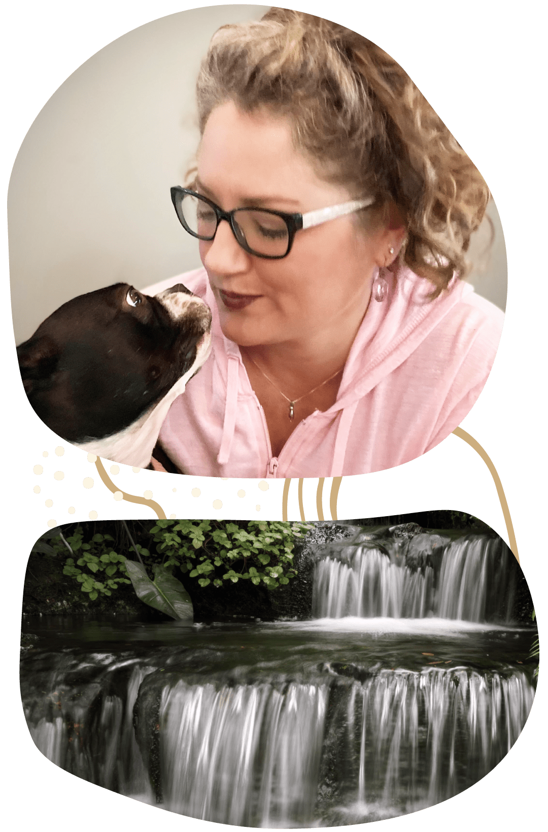 two images of Dr. Cara Gardner and a waterfall